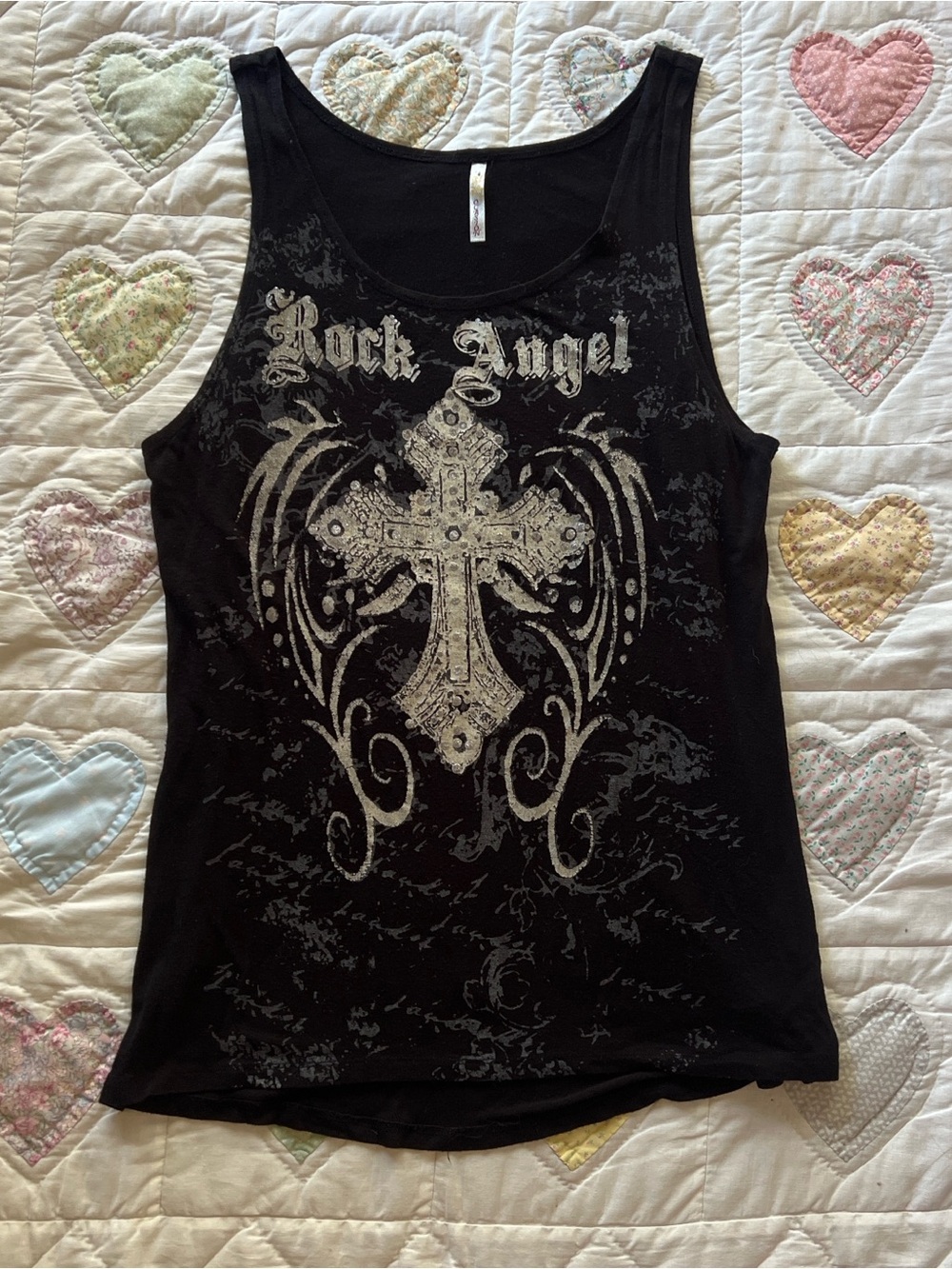 Ocasion Y2K Grunge Rock Angel Graphic Cross Mcbling Tank Top Size Large
